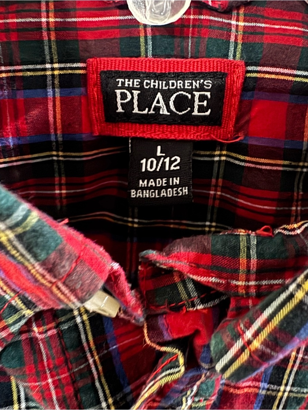 The Children's Place Red, Green and Navy Plaid Button-Down Shirt